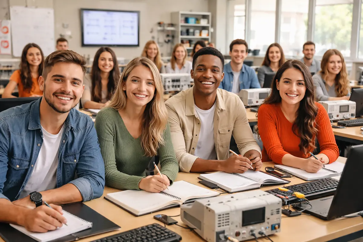 Alunos em sala de aula de um curso técnico gratuito.