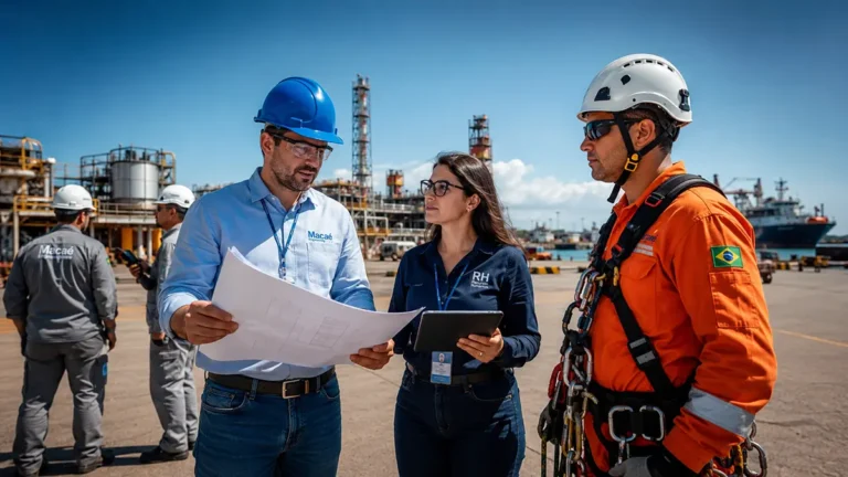 Anúncio de recrutamento da Actemium com diversas vagas de emprego onshore e offshore na cidade de Macaé.