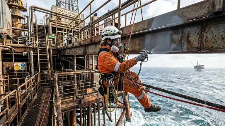 Anúncio de vagas offshore na Priner em Macaé para pintor industrial, pintor escalador, hidrojatista e montador de andaimes.