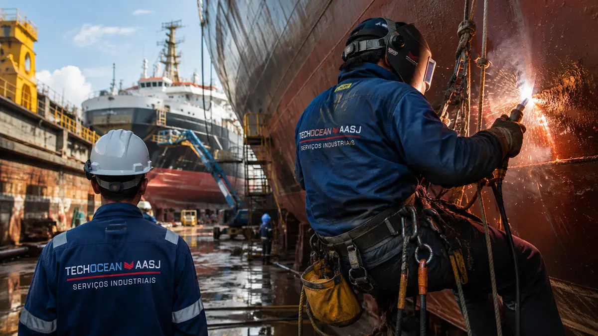Anúncio de contratação da TechOcean com vagas de emprego Onshore e Offshore em Macaé.