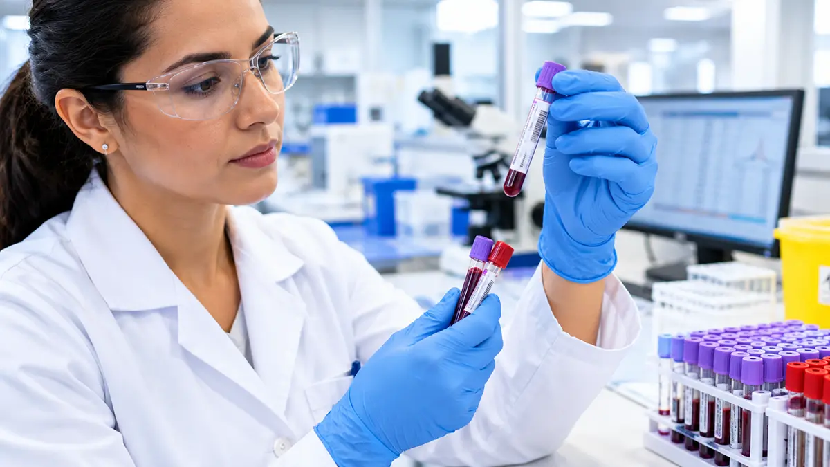 Análise de exames laboratoriais de sangue para emissão do ASO de embarque.
