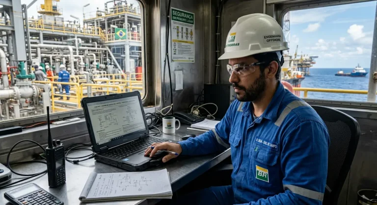 Engenheiro estudando inglês técnico para o mercado offshore em Macaé.