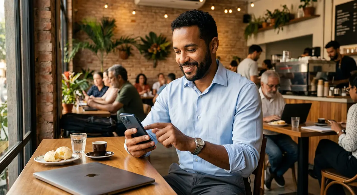 Candidato utilizando o perfil do LinkedIn para conectar-se com recrutadores de RH em Macaé.