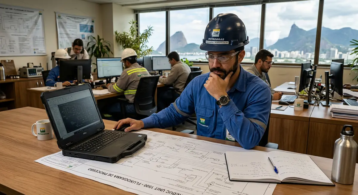 Profissional do setor de óleo e gás planejando carreira entre trabalho onshore e offshore.