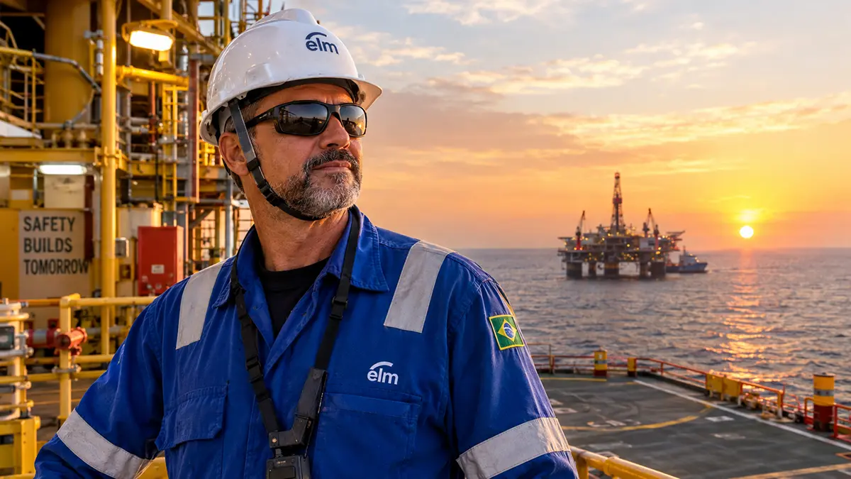 Supervisor sênior offshore atuando em plataforma de petróleo na Bacia de Campos em Macaé.