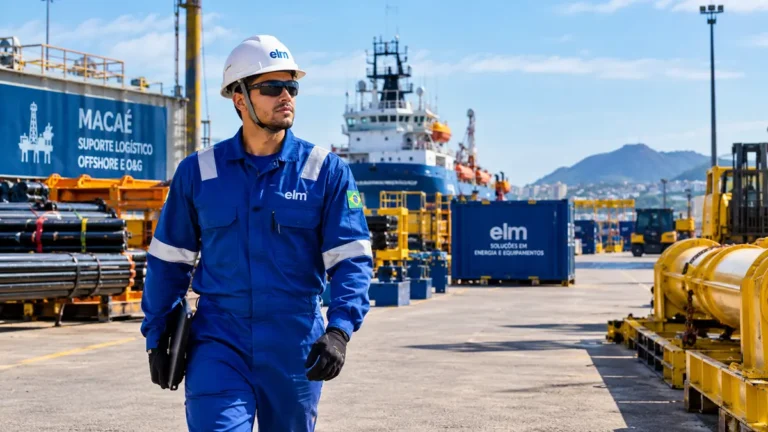 Profissional iniciante na área industrial de Macaé preparado para oportunidade no setor de petróleo.