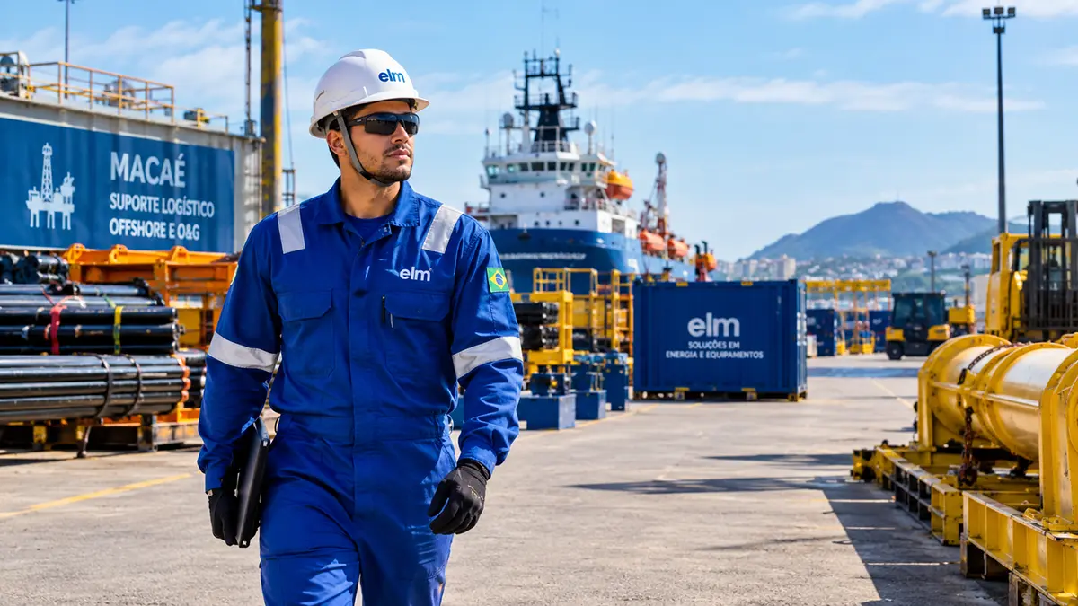Profissional iniciante na área industrial de Macaé preparado para oportunidade no setor de petróleo.
