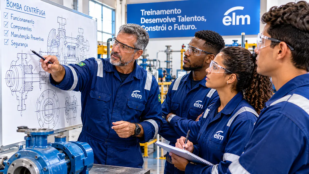Instructor e especialista sênior orientando equipe técnica no setor de petróleo em Macaé.
